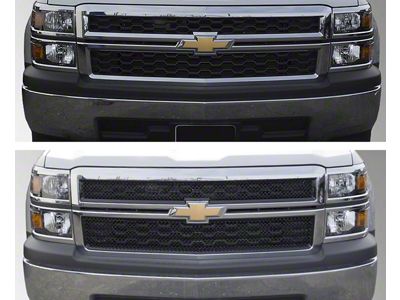 Upper Overlay Grille; Gloss Black (14-15 Silverado 1500 LT, WT)