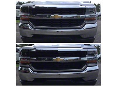 Upper Overlay Grille; Gloss Black (16-18 Silverado 1500 LS, LT)