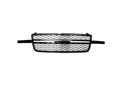 Upper Replacement Grille; Gloss Black (05-06 Silverado 1500)