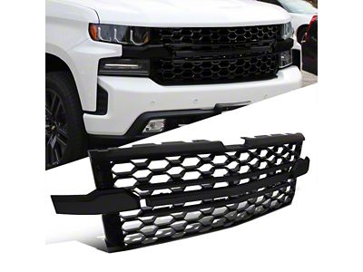 Upper Replacement Grille; Gloss Black (19-21 Silverado 1500 Custom, Custom Trail Boss, WT)