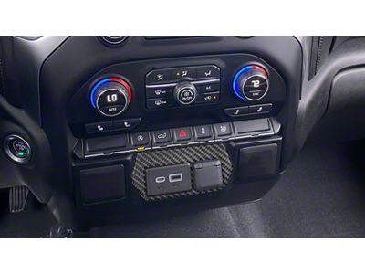 USB Center Dash Accent; Matte Domed Carbon Fiber (19-24 Silverado 1500)