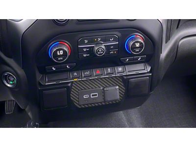 USB Center Dash Accent; Raw Carbon Fiber (19-21 Silverado; 2022 Silverado 1500 LTD)