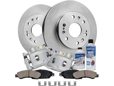 Vented 6-Lug Brake Rotor, Pad, Brake Fluid, Cleaner and Caliper Kit; Front (05-08 Silverado 1500 w/ Rear Drum Brakes)