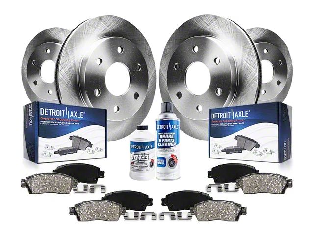 Vented 6-Lug Brake Rotor, Pad, Brake Fluid and Cleaner Kit; Front and Rear (14-18 Silverado 1500)