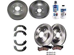 Vented 6-Lug Brake Rotor, Pad, Brake Fluid and Cleaner Kit; Front and Rear (09-13 Silverado 1500 w/ Rear Drum Brakes)
