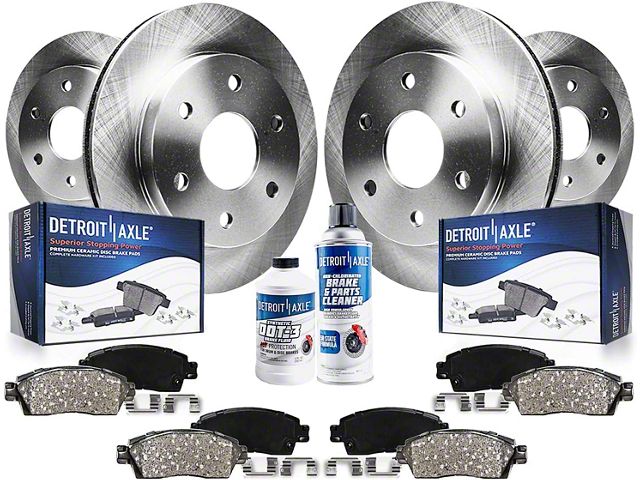 Vented 6-Lug Brake Rotor, Pad, Brake Fluid and Cleaner Kit; Front and Rear (99-06 Silverado 1500 w/ Single Piston Rear Calipers)