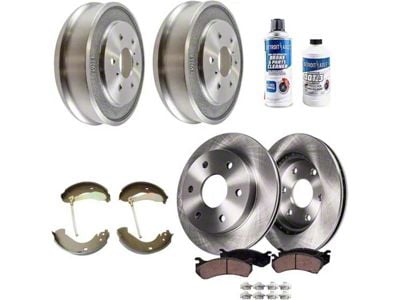 Vented 6-Lug Brake Rotor, Pad, Brake Fluid and Cleaner Kit; Front and Rear (05-08 Silverado 1500 w/ Rear Drum Brakes)