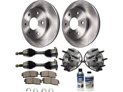 Vented 6-Lug Brake Rotor, Pad, Hub Assembly, CV Axles, Brake Fluid and Cleaner Kit; Front (99-06 4WD Silverado 1500 w/ Rear Disc Brakes)