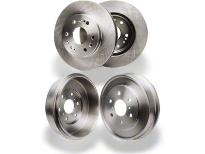 Vented 6-Lug Brake Rotors and Drums; Front and Rear (05-08 Silverado 1500 w/ Rear Drum Brakes)