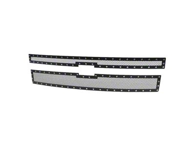 Version 2 Rivet Style Mesh Upper Grille Insert; Black (14-15 Silverado 1500)