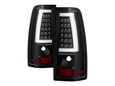 Version 3 Light Bar LED Tail Lights; Black Housing; Clear Lens (99-02 Silverado 1500 Fleetside)