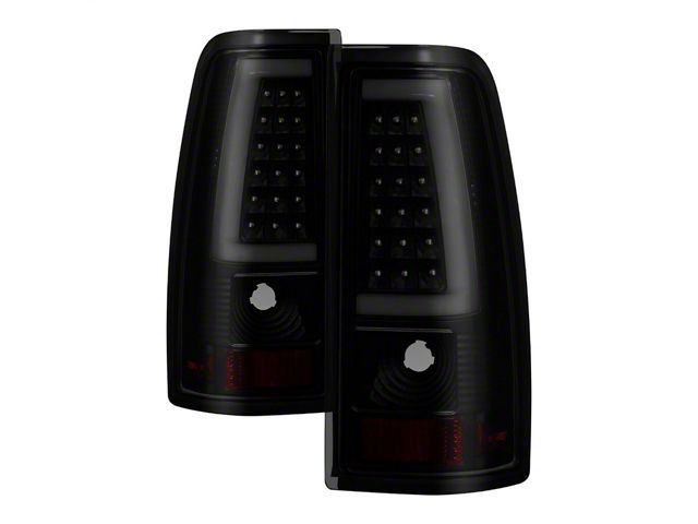 Version 3 Light Bar LED Tail Lights; Black Housing; Smoked Lens (99-02 Silverado 1500 Fleetside)