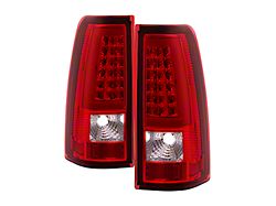 Version 3 Light Bar LED Tail Lights; Chrome Housing; Red Clear Lens (03-06 Silverado 1500 Fleetside)