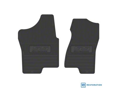 Vintage Rubber Style Front Floor Mats with Silverado SS Logo; Black (03-06 Silverado 1500)