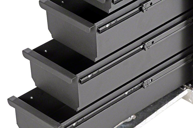 Silverado 1500 Wheel Well Toolbox with Drawers; Aluminum