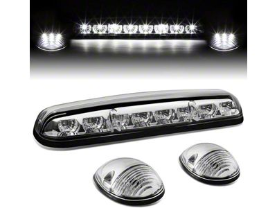 White LED Roof Cab Lights; Chrome (02-06 Silverado 1500)