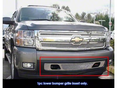 Wire Mesh Lower Bumper Grille Overlay; Polished (07-13 Silverado 1500)
