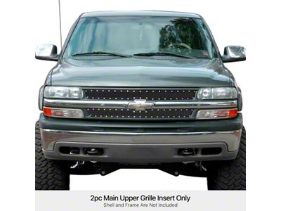 Wire Mesh Rivet Style Upper Overlay Grilles; Black (99-02 Silverado 1500)