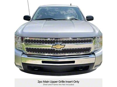 Wire Mesh Rivet Style Upper Replacement Grille; Black (07-13 Silverado 1500)