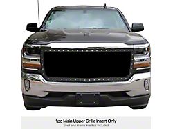 Wire Mesh Rivet Style Upper Replacement Grille; Black (16-18 Silverado 1500)