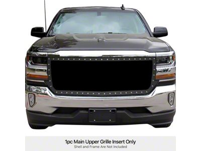 Wire Mesh Rivet Style Upper Replacement Grille; Black (16-18 Silverado 1500)