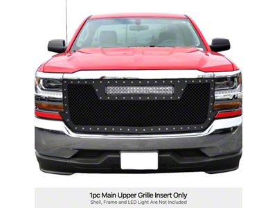 Wire Mesh Rivet Style Upper Replacement Grille with LED Lights; Black (16-18 Silverado 1500)