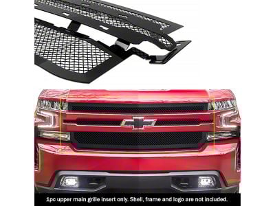 Wire Mesh Upper Grille Insert; Black (19-21 Silverado 1500, Excluding Custom, Custom Trail Boss & WT; 2022 Silverado 1500 LTD, Excluding Custom, Custom Trail Boss & WT)