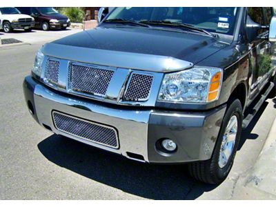 Wire Mesh Upper Grille Insert; Polished (19-21 Silverado 1500, Excluding Custom, Custom Trail Boss & WT; 2022 Silverado 1500 LTD, Excluding Custom, Custom Trail Boss & WT)