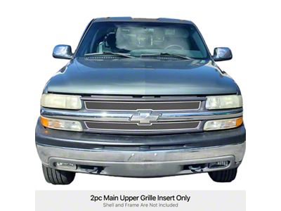 Wire Mesh Upper Overlay Grilles; Polished (99-02 Silverado 1500)