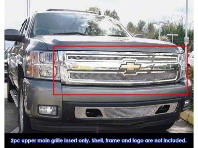 Wire Mesh Upper Overlay Grilles; Polished (07-13 Silverado 1500)