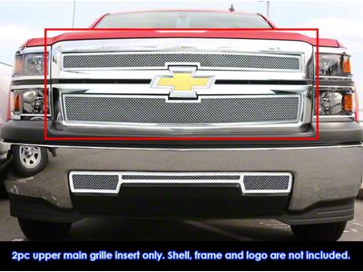 Wire Mesh Upper Overlay Grilles; Polished (14-15 Silverado 1500, Excluding Z71)