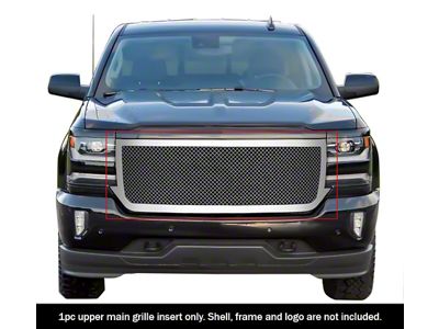 Wire Mesh Upper Replacement Grille; Polished (16-18 Silverado 1500)