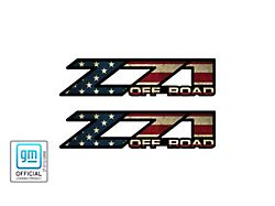 Z71 Off Road Decal; American Flag Distressed (99-06 Silverado 1500)