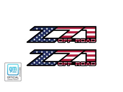 Z71 Off Road Decal; American Flag Regular (99-06 Silverado 1500)