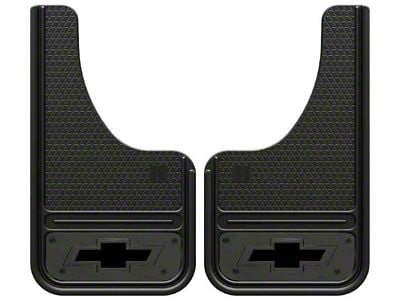 10-Inch x 18-Inch Mud Flaps with Mini Bowtie Logo; Front or Rear (Universal; Some Adaptation May Be Required)