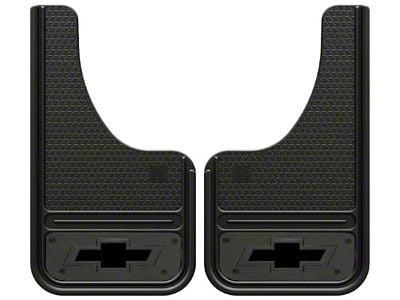 10-Inch x 18-Inch Mud Flaps with Mini Bowtie Logo; Front or Rear (Universal; Some Adaptation May Be Required)