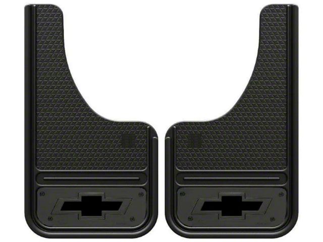 10-Inch x 18-Inch Mud Flaps with Mini Bowtie Logo; Front or Rear (Universal; Some Adaptation May Be Required)