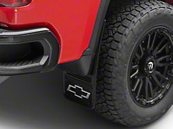 12-Inch x 23-Inch Mud Flaps with Black Bowtie Logo; Front or Rear (Universal; Some Adaptation May Be Required)