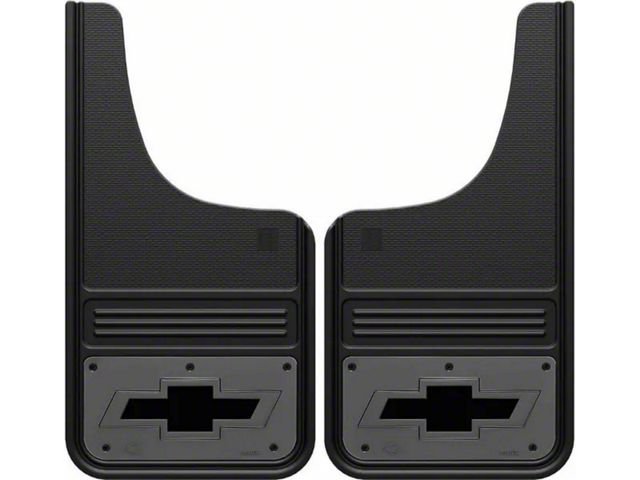 12-Inch x 23-Inch Mud Flaps with Bowtie Logo; Front or Rear (Universal; Some Adaptation May Be Required)