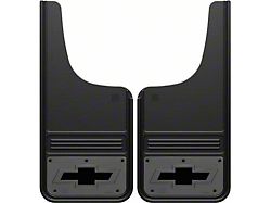 12-Inch x 26-Inch Mud Flaps with Black Bowtie Logo; Front or Rear (Universal; Some Adaptation May Be Required)