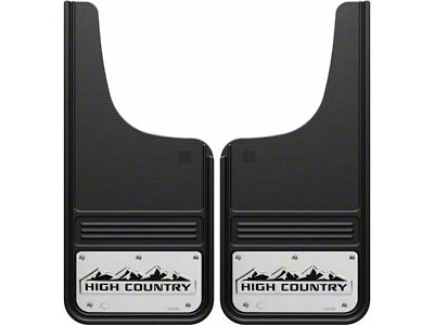 12-Inch x 26-Inch Mud Flaps with High Country Logo; Front or Rear (Universal; Some Adaptation May Be Required)