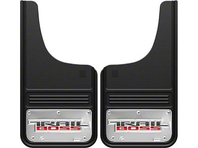 12-Inch x 26-Inch Mud Flaps with Trail Boss Logo; Front or Rear (Universal; Some Adaptation May Be Required)