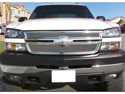 1.80mm Wire Mesh Upper Overlay Grilles; Polished (05-06 Silverado 2500 HD)