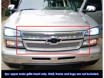 2.50mm Wire Mesh Upper Overlay Grilles; Polished (05-06 Silverado 2500 HD)
