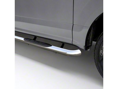 3-Inch Round Side Step Bars; Polished Stainless (07-19 Silverado 2500 HD Crew Cab)