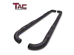 3-Inch Round Side Step Bars; Textured Black (01-19 Silverado 2500 HD Crew Cab)