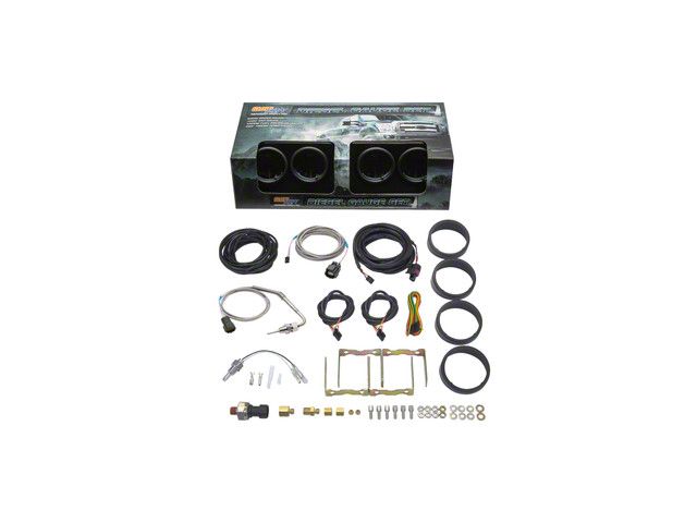 4-Gauge Diesel Truck Set; 60 PSI Boost/2400-Degree Pyrometer EGT/Transmission Temperature/100 PSI Fuel Pressure; Tinted 7 Color (Universal; Some Adaptation May Be Required)