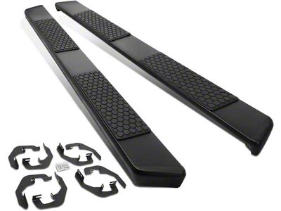 5-Inch Wide Flat Running Boards; Black (07-19 6.0L Silverado 2500 HD Crew Cab)