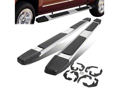 6.25-Inch Running Boards; Silver (07-19 Silverado 2500 HD Crew Cab)