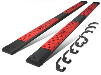 6.50-Inch Flat Step Bar Running Boards; Black/Red (07-19 Silverado 2500 HD Crew Cab)